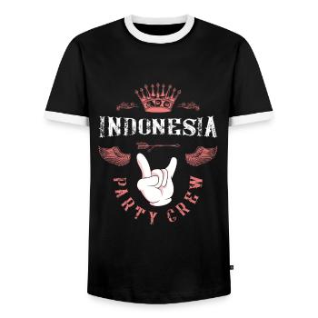 Équipage de fête en Indonésie - T-shirt contrasté Homme - noir/blanc - Devant - AI Model Female 172 light (172cm) & AI Model Male 178 light (178cm)