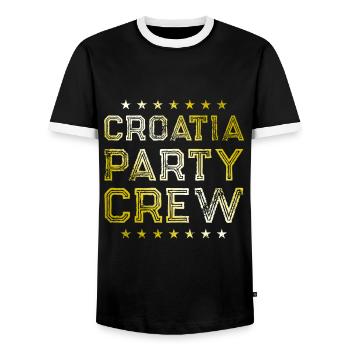 Croatia Party Crew - Men's Ringer Shirt - black/white - Front - AI Model Female 172 light (172cm) & AI Model Male 178 light (178cm)