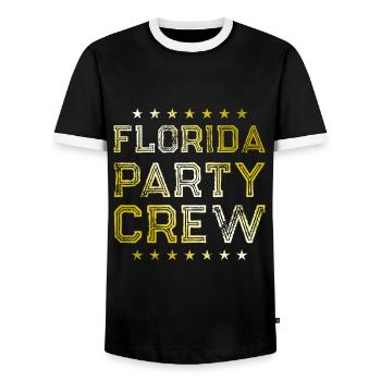 Florida Party Crew - Men's Ringer Shirt - black/white - Front - AI Model Female 172 light (172cm) & AI Model Male 178 light (178cm)