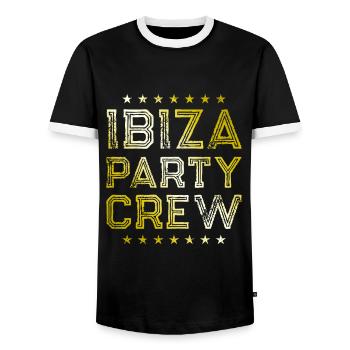Ibiza Party Crew - Men's Ringer Shirt - black/white - Front - AI Model Female 172 light (172cm) & AI Model Male 178 light (178cm)