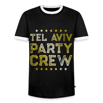 Tel Aviv Party Crew - T-shirt contrasté Homme - noir/blanc - Devant - AI Model Female 172 light (172cm) & AI Model Male 178 light (178cm)