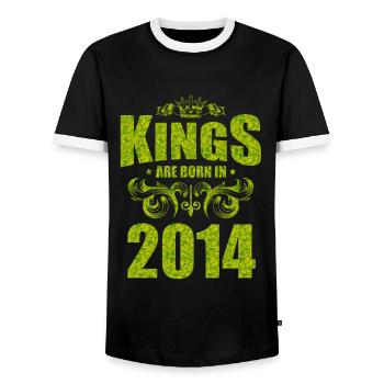 kings are born 2014 - Männer Kontrast-T-Shirt - Schwarz/Weiß - Vorne - AI Model Female 172 light (172cm) & AI Model Male 178 light (178cm)