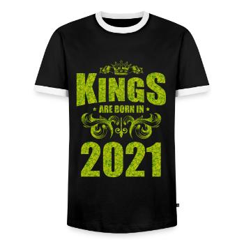 kings are born 2021 - Männer Kontrast-T-Shirt - Schwarz/Weiß - Vorne - AI Model Female 172 light (172cm) & AI Model Male 178 light (178cm)