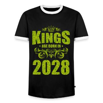 kings are born 2028 - Männer Kontrast-T-Shirt - Schwarz/Weiß - Vorne - AI Model Female 172 light (172cm) & AI Model Male 178 light (178cm)