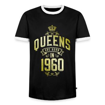 Queens born in 1960 - Männer Kontrast-T-Shirt - Schwarz/Weiß - Vorne - AI Model Female 172 light (172cm) & AI Model Male 178 light (178cm)