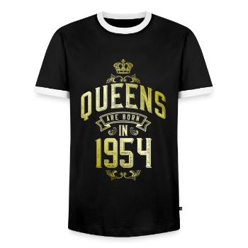 Queens born in 1954 - Männer Kontrast-T-Shirt - Schwarz/Weiß - Vorne - AI Model Female 172 light (172cm) & AI Model Male 178 light (178cm)