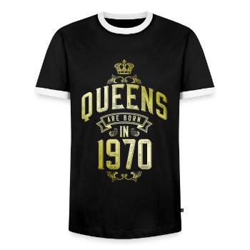 Reines nées en 1970 - T-shirt contrasté Homme - noir/blanc - Devant - AI Model Female 172 light (172cm) & AI Model Male 178 light (178cm)