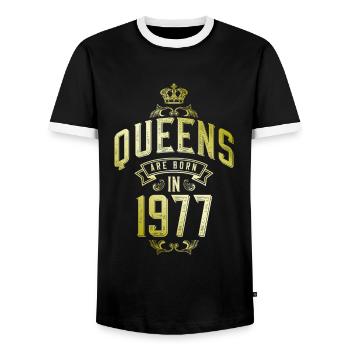 Reines nées en 1977 - T-shirt contrasté Homme - noir/blanc - Devant - AI Model Female 172 light (172cm) & AI Model Male 178 light (178cm)