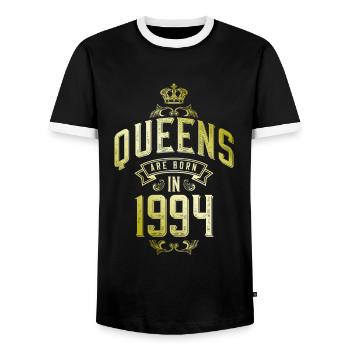 Reines nées en 1994 - T-shirt contrasté Homme - noir/blanc - Devant - AI Model Female 172 light (172cm) & AI Model Male 178 light (178cm)