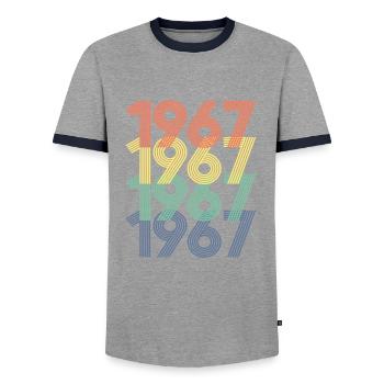 Cool Retro 1967, 55 Jahre alt, Geschenk zum 55. Geburtstag - Männer Kontrast-T-Shirt - Grau/Navy  - Vorne - AI Model Female 172 light (172cm) & AI Model Male 178 light (178cm)