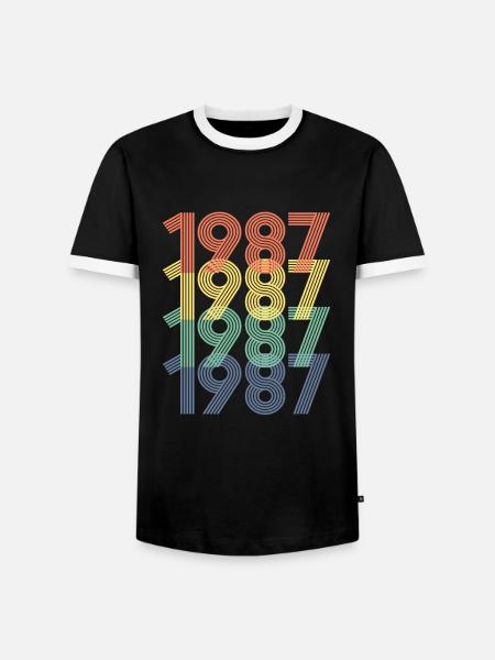 Cool Retro 1987, 35 Years Old, 35th Birthday Gift - Men's Ringer Shirt - black/white