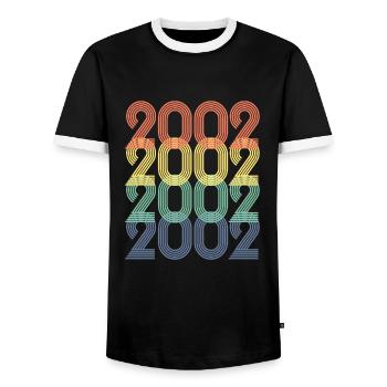Cool Retro 2002, 21 Jahre alt, Geschenk zum 21. Geburtstag - Männer Kontrast-T-Shirt - Schwarz/Weiß - Vorne - AI Model Female 172 light (172cm) & AI Model Male 178 light (178cm)