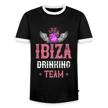 Équipe de boisson d’Ibiza - T-shirt contrasté Homme - noir/blanc - Devant - AI Model Female 172 light (172cm) & AI Model Male 178 light (178cm)
