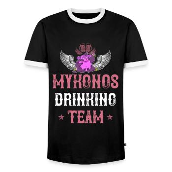 Équipe de mykonos drinking - T-shirt contrasté Homme - noir/blanc - Devant - AI Model Female 172 light (172cm) & AI Model Male 178 light (178cm)