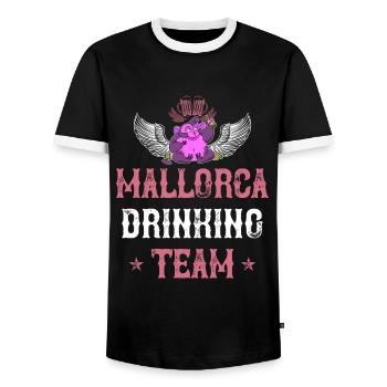 Mallorca Drinking Team - Männer Kontrast-T-Shirt - Schwarz/Weiß - Vorne - AI Model Female 172 light (172cm) & AI Model Male 178 light (178cm)