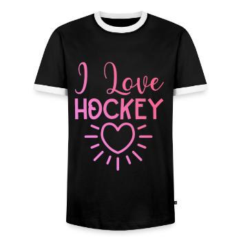Ich liebe Hockey - Männer Kontrast-T-Shirt - Schwarz/Weiß - Vorne - AI Model Female 172 light (172cm) & AI Model Male 178 light (178cm)