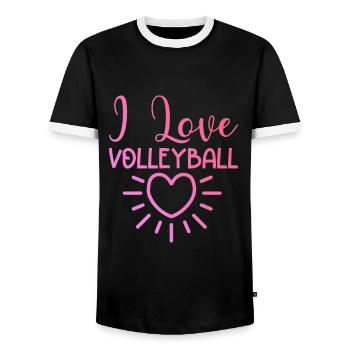 J’adore le volleyball - T-shirt contrasté Homme - noir/blanc - Devant - AI Model Female 172 light (172cm) & AI Model Male 178 light (178cm)