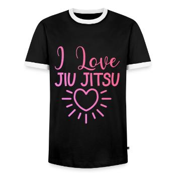 J’adore le Jiu Jitsu - T-shirt contrasté Homme - noir/blanc - Devant - AI Model Female 172 light (172cm) & AI Model Male 178 light (178cm)