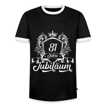 81 Zahl Kranz - Männer Kontrast-T-Shirt - Schwarz/Weiß - Vorne - AI Model Female 172 light (172cm) & AI Model Male 178 light (178cm)