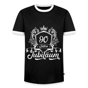 90 Zahl Kranz - Männer Kontrast-T-Shirt - Schwarz/Weiß - Vorne - AI Model Female 172 light (172cm) & AI Model Male 178 light (178cm)
