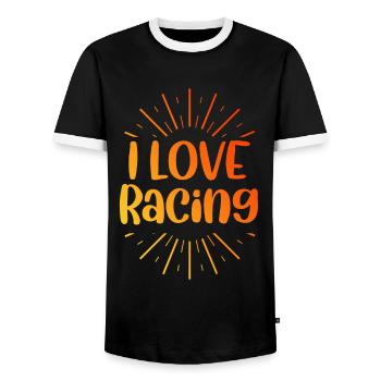 Ich liebe Rennen - Männer Kontrast-T-Shirt - Schwarz/Weiß - Vorne - AI Model Female 172 light (172cm) & AI Model Male 178 light (178cm)