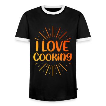 Ich liebe Kochen - Männer Kontrast-T-Shirt - Schwarz/Weiß - Vorne - AI Model Female 172 light (172cm) & AI Model Male 178 light (178cm)