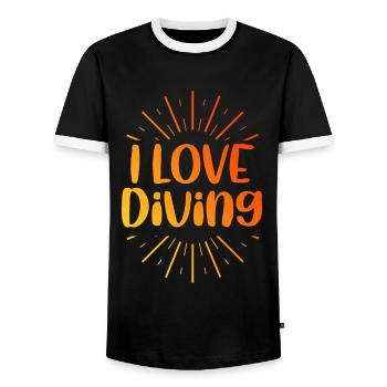 I love diving - Men's Ringer Shirt - black/white - Front - AI Model Female 172 light (172cm) & AI Model Male 178 light (178cm)