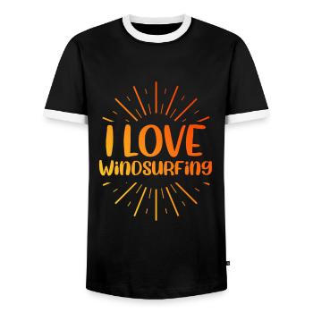 I love windsurfing - Men's Ringer Shirt - black/white - Front - AI Model Female 172 light (172cm) & AI Model Male 178 light (178cm)