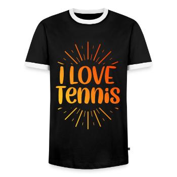 Ich liebe Tennis - Männer Kontrast-T-Shirt - Schwarz/Weiß - Vorne - AI Model Female 172 light (172cm) & AI Model Male 178 light (178cm)