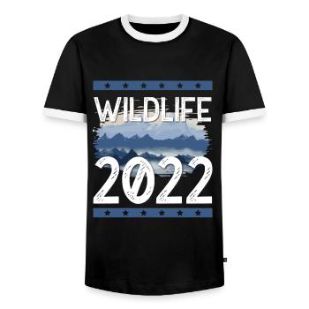 Wildlife 2022 - Men's Ringer Shirt - black/white - Front - AI Model Female 172 light (172cm) & AI Model Male 178 light (178cm)