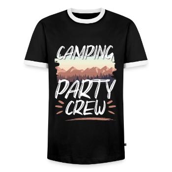 Équipe de fête de camping - T-shirt contrasté Homme - noir/blanc - Devant - AI Model Female 172 light (172cm) & AI Model Male 178 light (178cm)