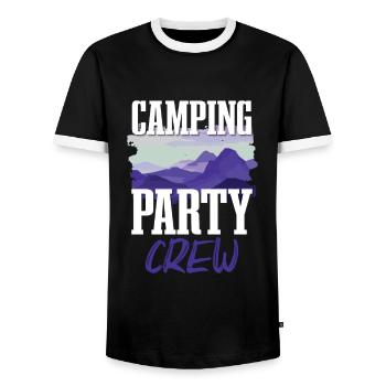 Équipe de fête de camping - T-shirt contrasté Homme - noir/blanc - Devant - AI Model Female 172 light (172cm) & AI Model Male 178 light (178cm)