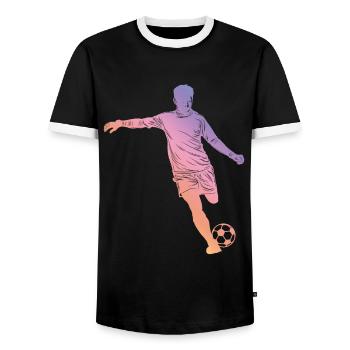 Football Silhouette - Men's Ringer Shirt - black/white - Front - AI Model Female 172 light (172cm) & AI Model Male 178 light (178cm)