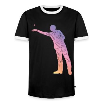 Silhouette de fléchettes - T-shirt contrasté Homme - noir/blanc - Devant - AI Model Female 172 light (172cm) & AI Model Male 178 light (178cm)