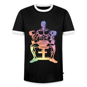 Silhouette fitness - T-shirt contrasté Homme - noir/blanc - Devant - AI Model Female 172 light (172cm) & AI Model Male 178 light (178cm)