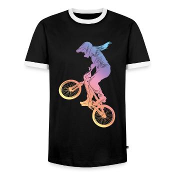 Motocross Woman Silhouette - Men's Ringer Shirt - black/white - Front - AI Model Female 172 light (172cm) & AI Model Male 178 light (178cm)