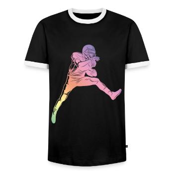 Football Silhouette - Men's Ringer Shirt - black/white - Front - AI Model Female 172 light (172cm) & AI Model Male 178 light (178cm)