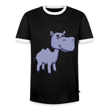 Kamel Comic - Männer Kontrast-T-Shirt - Schwarz/Weiß - Vorne - AI Model Female 172 light (172cm) & AI Model Male 178 light (178cm)