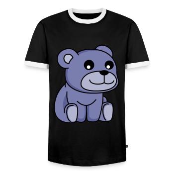 Bear Comic - Men's Ringer Shirt - black/white - Front - AI Model Female 172 light (172cm) & AI Model Male 178 light (178cm)