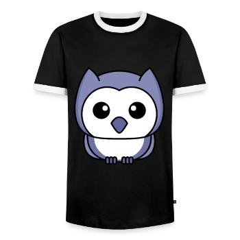 Eule Comic - Männer Kontrast-T-Shirt - Schwarz/Weiß - Vorne - AI Model Female 172 light (172cm) & AI Model Male 178 light (178cm)
