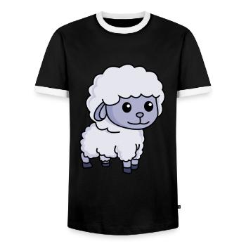 Sheep Comic Animal - Men's Ringer Shirt - black/white - Front - AI Model Female 172 light (172cm) & AI Model Male 178 light (178cm)