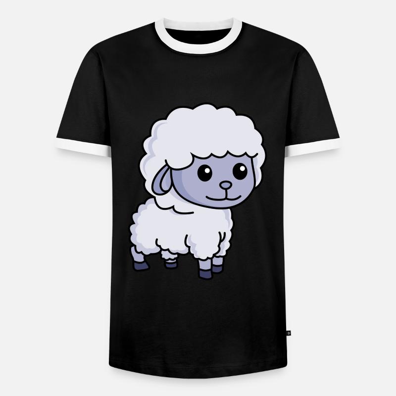 Schaf Comic Tier - Männer Kontrast-T-Shirt - Schwarz/Weiß