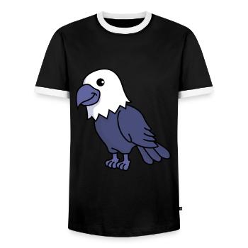 Adler Comic Tier - Männer Kontrast-T-Shirt - Schwarz/Weiß - Vorne - AI Model Female 172 light (172cm) & AI Model Male 178 light (178cm)