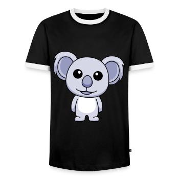 Koala Comic Animal - Men's Ringer Shirt - black/white - Front - AI Model Female 172 light (172cm) & AI Model Male 178 light (178cm)