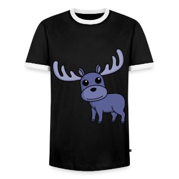 Elch Comic Tier - Männer Kontrast-T-Shirt - Schwarz/Weiß - Vorne - AI Model Female 172 light (172cm) & AI Model Male 178 light (178cm)