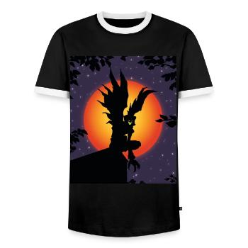 Scary Death Monster Creepy Moon Halloween Costume - T-shirt contrasté Homme - noir/blanc - Devant - AI Model Female 172 light (172cm) & AI Model Male 178 light (178cm)