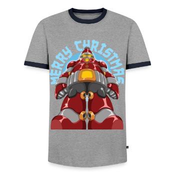Frohe Weihnachten Cool Roboter Santa Claus Weihnachten Geschenk - Männer Kontrast-T-Shirt - Grau/Navy  - Vorne - AI Model Female 172 light (172cm) & AI Model Male 178 light (178cm)