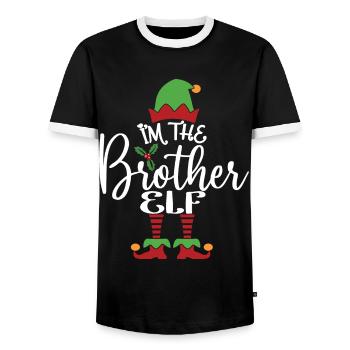 Bruder Elf süßes lustiges passendes Weihnachtskostüm - Männer Kontrast-T-Shirt - Schwarz/Weiß - Vorne - AI Model Female 172 light (172cm) & AI Model Male 178 light (178cm)