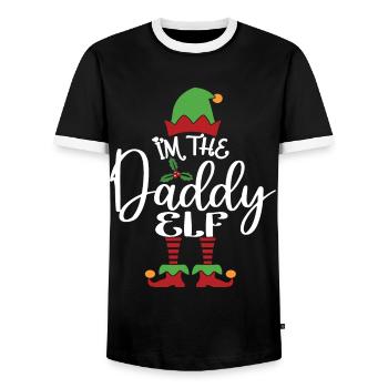 Papa Elf Niedliches lustiges passendes Weihnachtskostüm - Männer Kontrast-T-Shirt - Schwarz/Weiß - Vorne - AI Model Female 172 light (172cm) & AI Model Male 178 light (178cm)