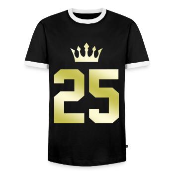 25 Zahl Krone - Männer Kontrast-T-Shirt - Schwarz/Weiß - Vorne - AI Model Female 172 light (172cm) & AI Model Male 178 light (178cm)